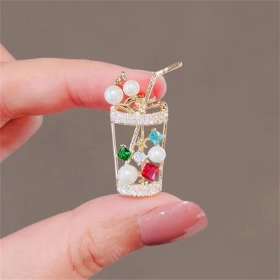 Funny DIY Decor Drink Milk Cup Brooch Clothes Accessories Pins Jewelry Wedding Gifts
