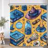 Wizard Magic Halloween Shower Curtain Magical Bookshelf Pharmacist Witch Room Astrology Bathroom Decoration Vintage Bath Curtain