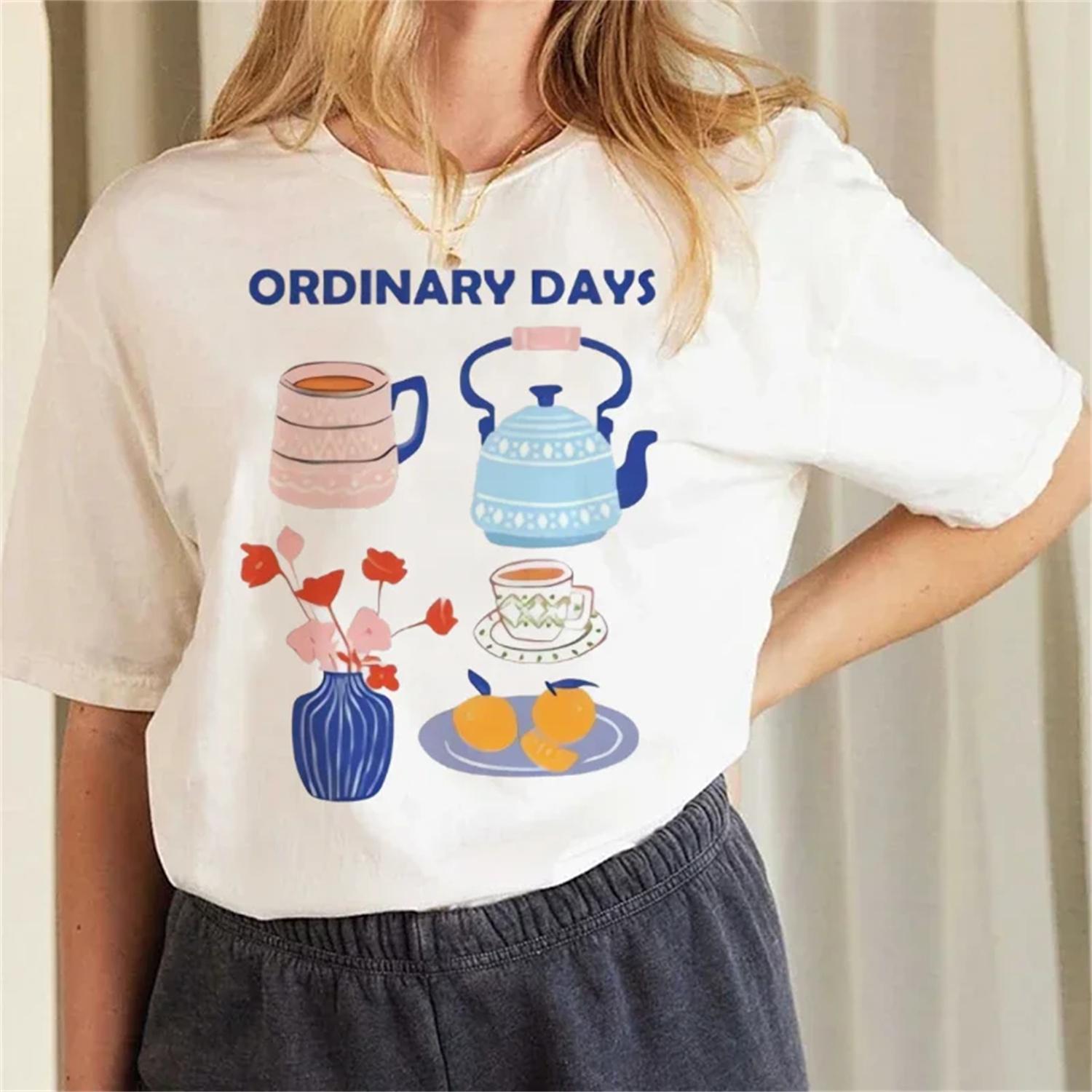 Basic Cartoon Pattern Women s Printed Regular Simple and Versatile T-Shirt Casual Short Sleeved Cute Printed Women s T-Shirt S