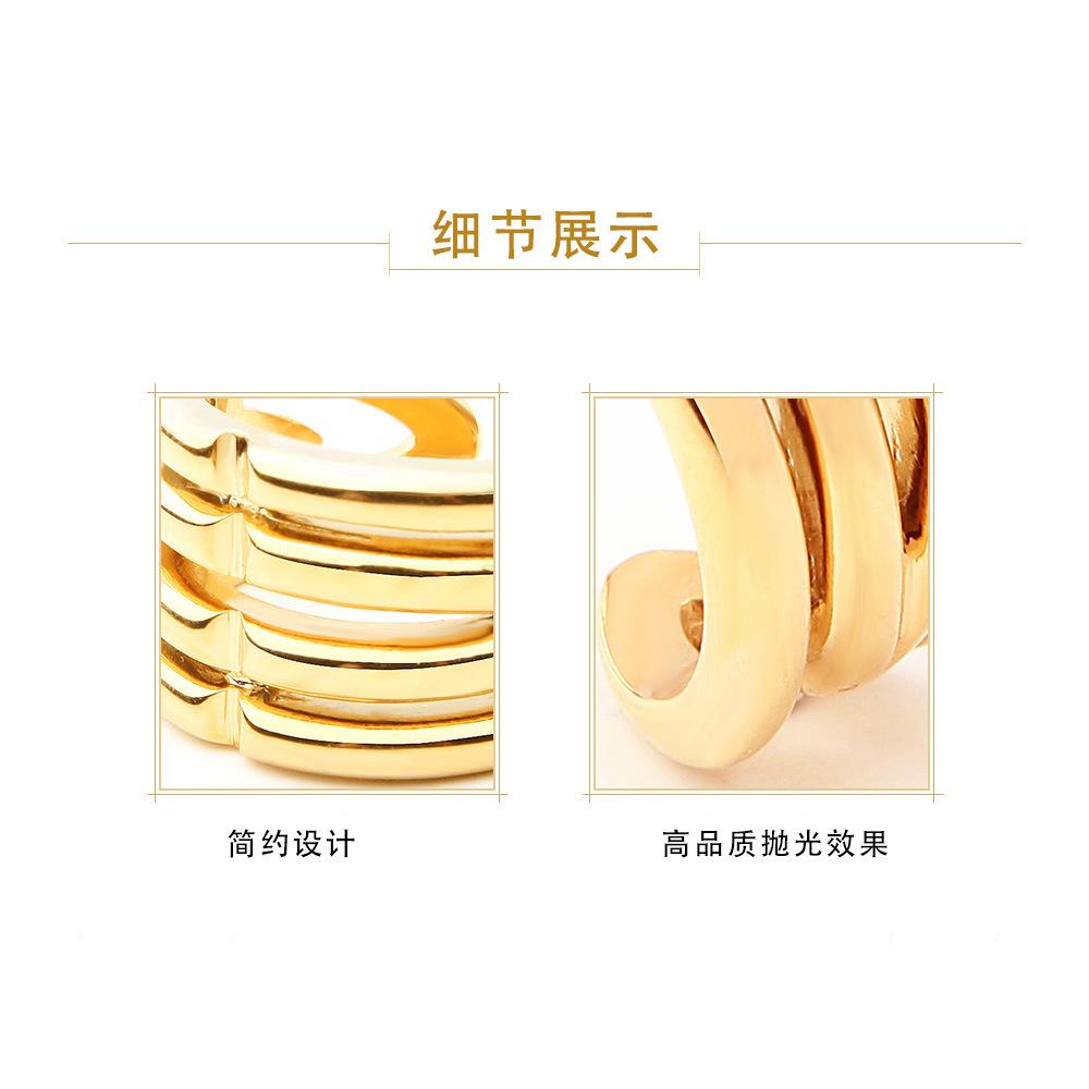 Multi-layer line + winding hollow ring ins does not fade European and American plated 18k real gold geometric opening ring