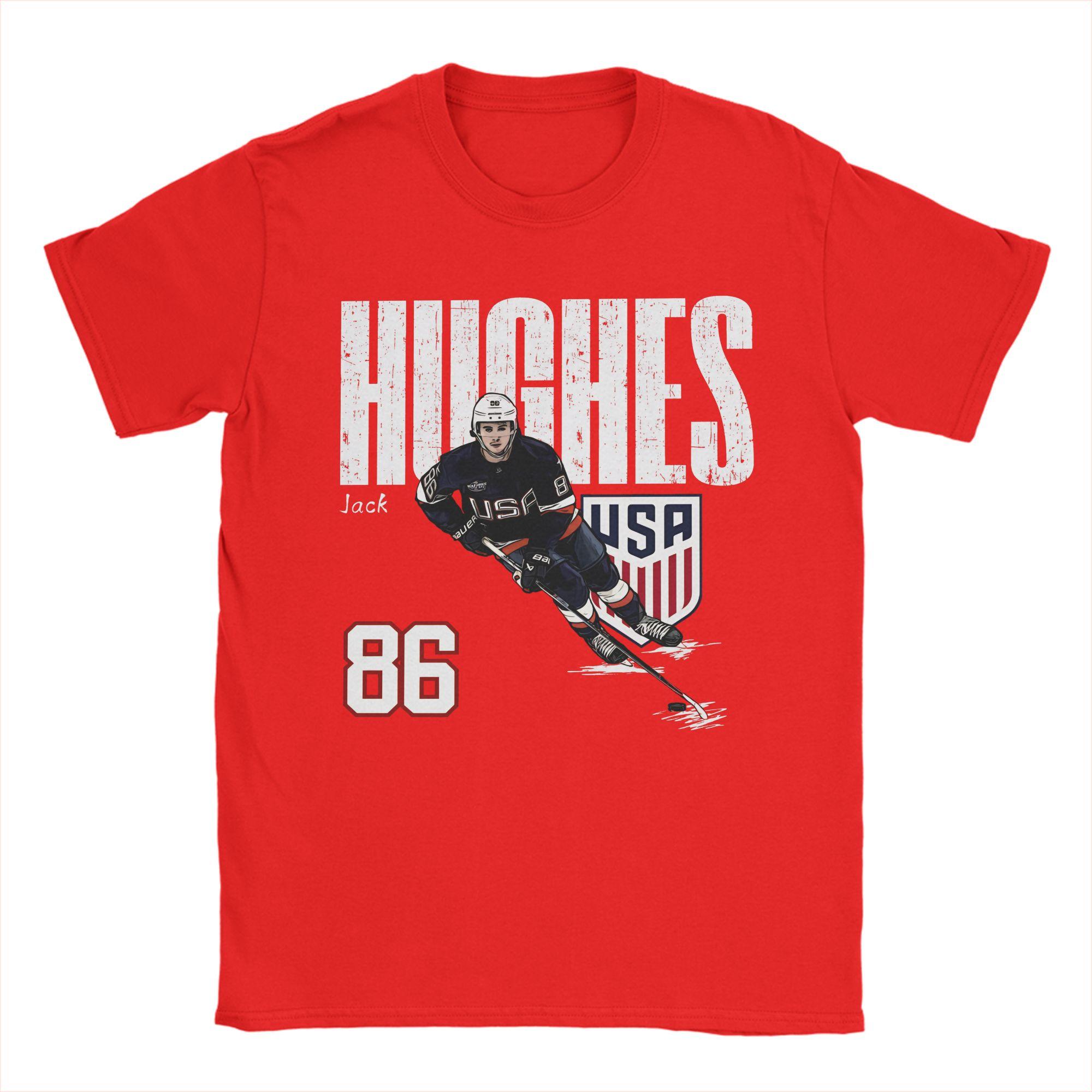 Unisex Women New Arrival Jack Hughes Smile USA Hockey Golden Goal Tee T Shirt 100 Cotton Tshirts Clothing S