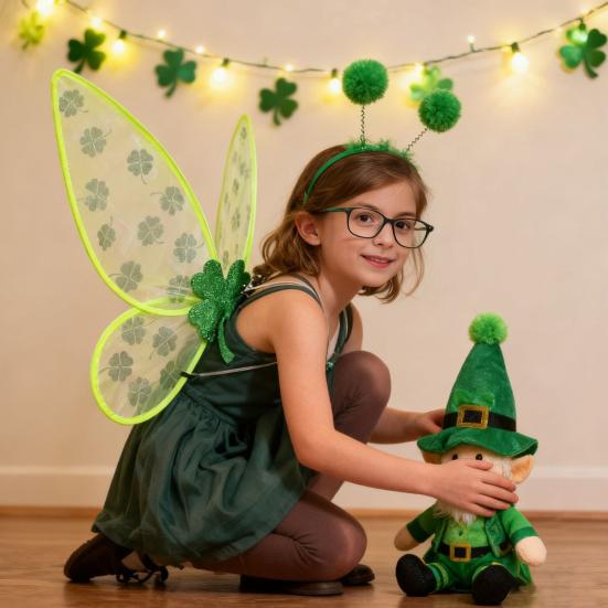 Yousheng LED Shamrock Butterfly Wings for St. Patrick's Day Adjustable Straps & Programmable Light Modes Stage Performance Costume Festive Dance Party
