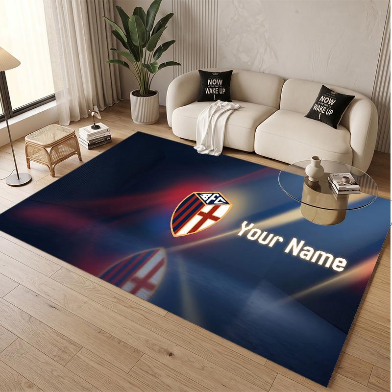 Personalized Crystal Velvet Carpet Bologna FC Pattern Non Slip Floor Rug