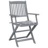 Foldable Garden Chairs 2 Pcs with Cushions Solid Acacia Wood