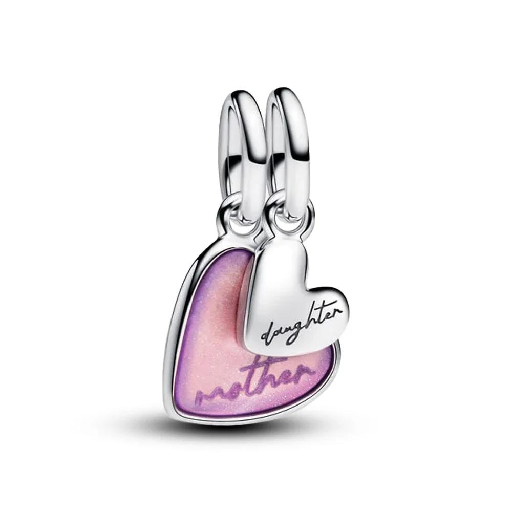 Colorful Full Diamond Charms Copper Heart Blooming Rose Round Beads Pendant Fit Original Bracelets Necklace Jewelry