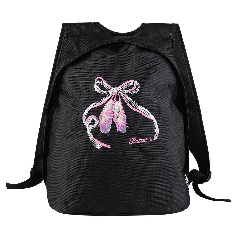 Girls Ballet Dance Backpack Kids Shoulder Sports Zipper Bag(Black)