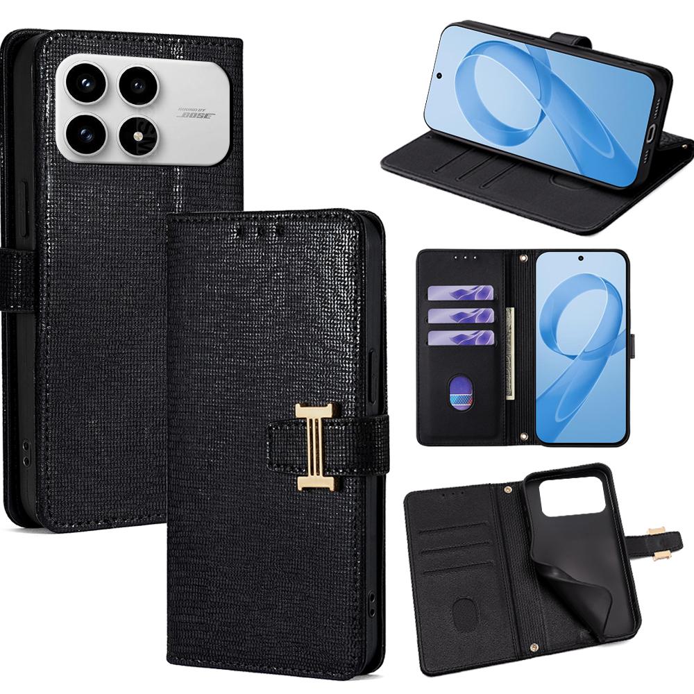 For Xiaomi Poco F8 Pro/Redmi K90 5G Case Metal I-Buckle PU Leather Wallet Phone Cover