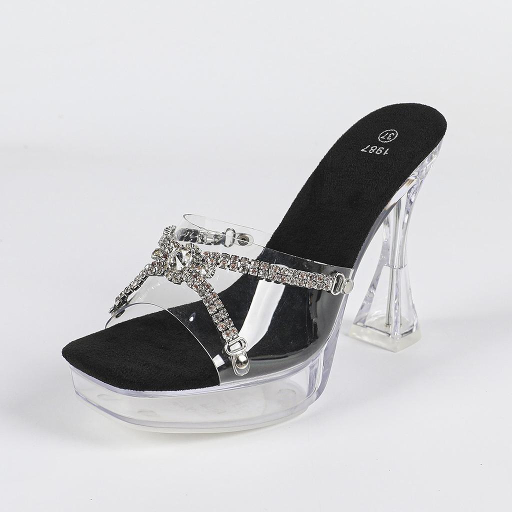 Rhinestone Nightclub High Heels Luminous Thick Heels Car Model Women's Shoes Catwalk Pole Dance Shoes Crystal LFD-1987-Q21