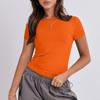 Kvinner Kortermet Soild Sexy Søt Tee Slim Fit Tight Crop-Top T-skjorte