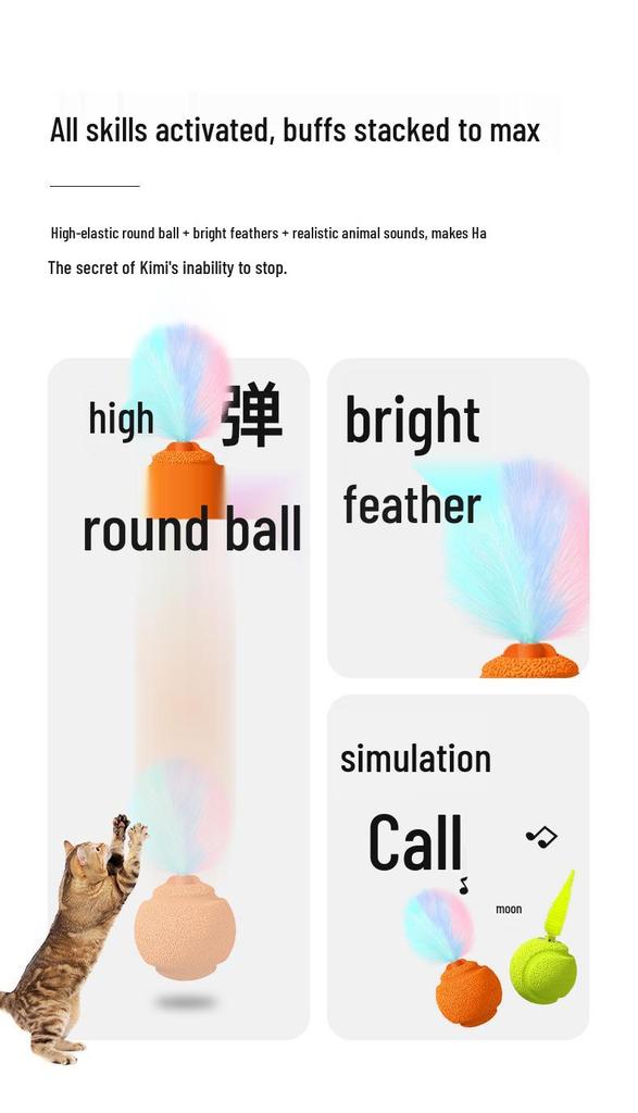 Cross-Border Sound-Activated Cat Toy: Gravity Bounce Squeaky Ball for Self-Play and Boredom Relief