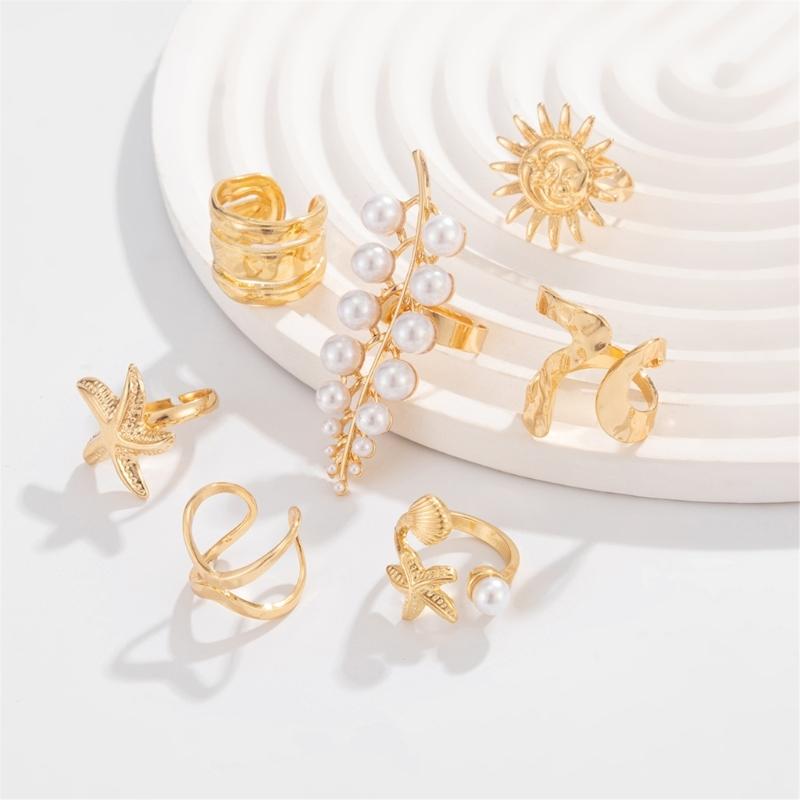 Stylish Sea Star Solar Designs Alloy Rings Comfortable Wear For Daily Outfits