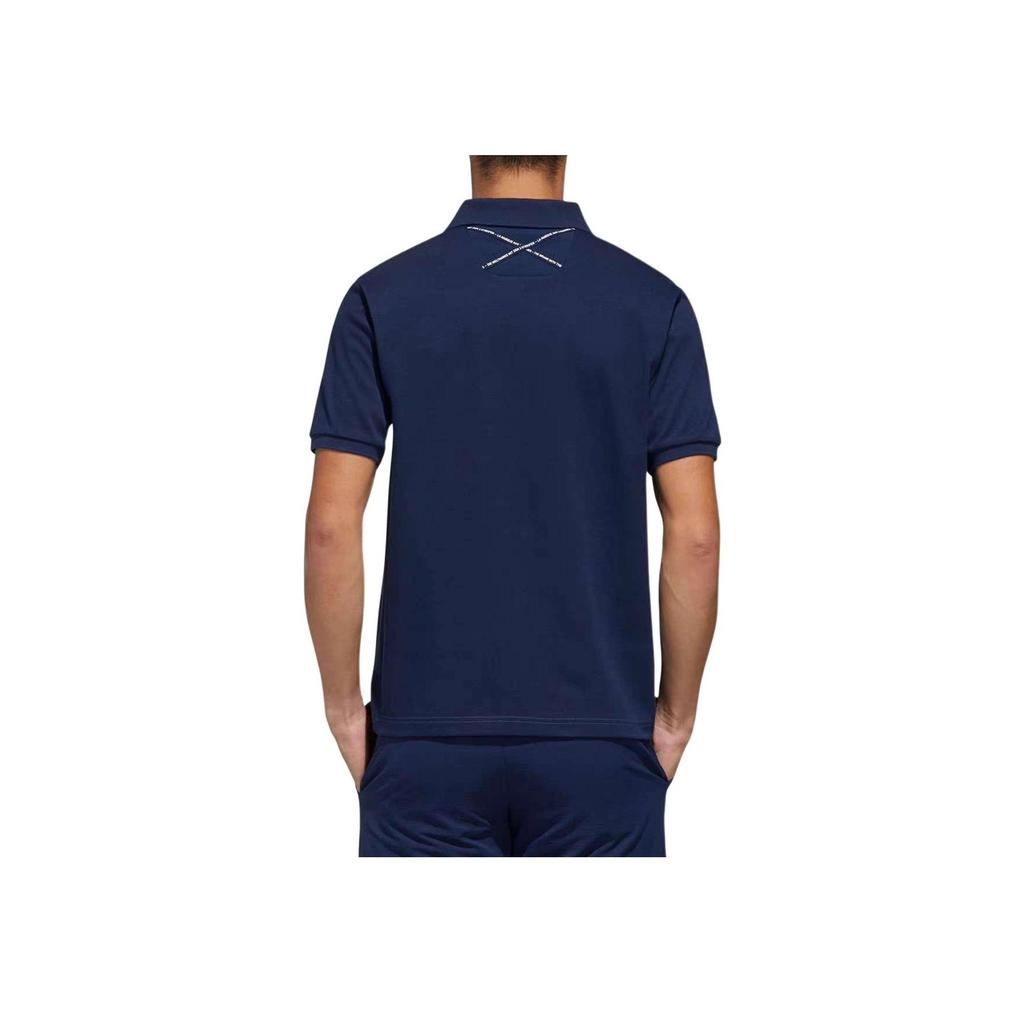 Adidas Moisture-Wicking Polo Shirt With Buttoned Collar And Letter Print Men Polo Shirts Dark-Blue FJ4319