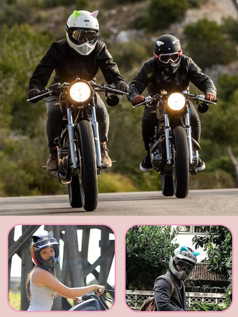 2Pcs 3D Cute Cat Ears Helmet Decoration - Cartoon Accessories for Motorcycle, E-Bike, Scooter, Bicycle Helmet, Fun & Fashion Dec