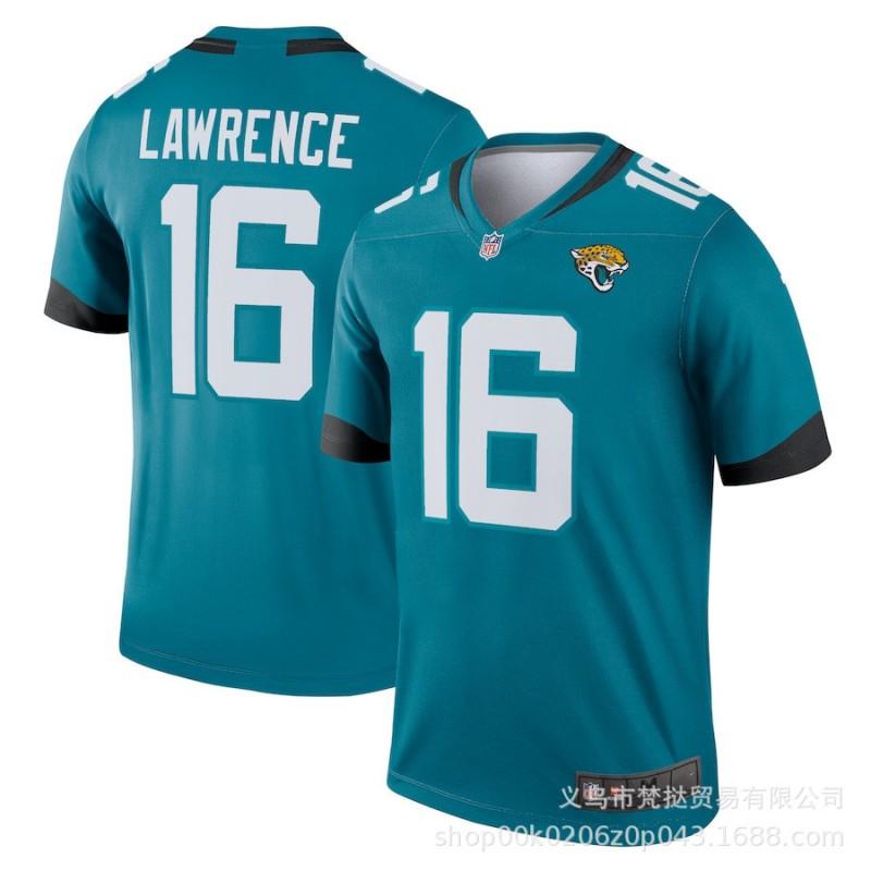 Mens NFL Jacksonville Jaguars Travis Etienne Jr 1 Green White Jersey Short Sleeve V-Neck Cotton Blend Athletic Shirt Rugby