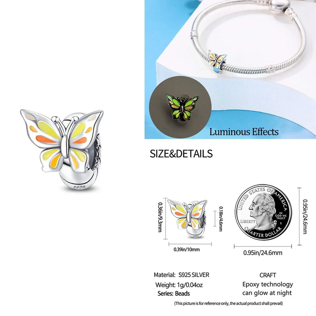 Colorful Copper Blue Glow-In-The-Dark Murano Princess Glass Beads Fits Original Bracelet Jewelry Set Accessories