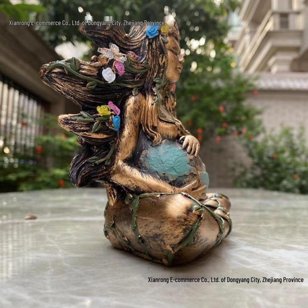 Butterfly Cross Mother Earth Gaia Resin Statue Home Decor