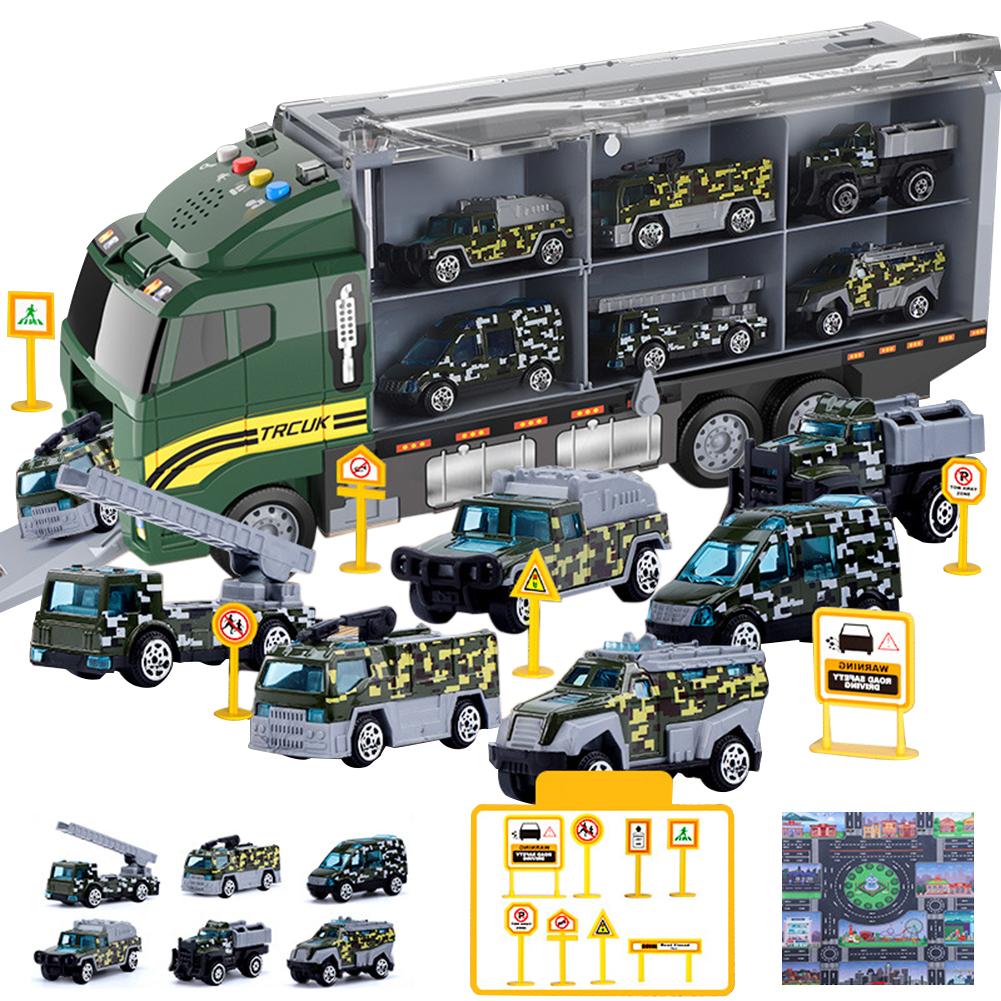 Construction Truck Vehicle Toy Set For Kids Alloy Carrier Truck Push And Go Vehicle Car Toys Birthday Gifts For Boys Girls