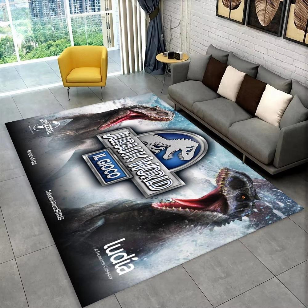 3D J-Jurassic Park Dinosaur Carpet Large Area Rug Bedroom Kids’ Playroom Floor Mat Non-Slip Living Room Decor Fun Sofa Accent