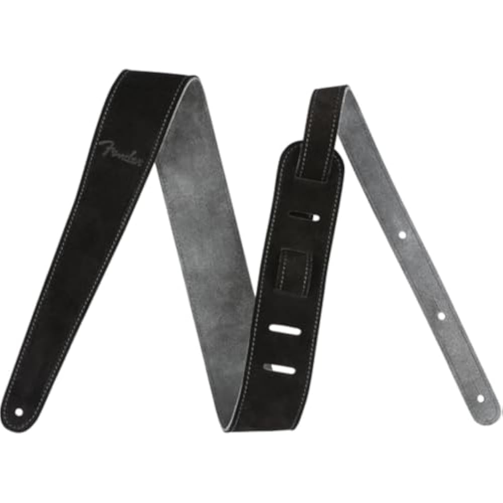 Fender Strap 2” Suede Strap, Black/Gray, Reversible