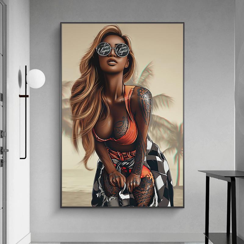 Abstract Sexy Tattood Women Art Poster Pop Art Girl Canvas Painting Street Art Picture
