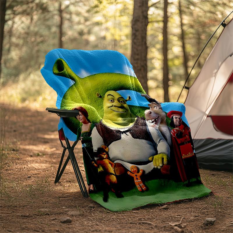 1pc Shrek2 Theme Blanket - Digital Print, Polyester, Cozy for All Seasons, Perfect for Outdoor, Camping, and Travel