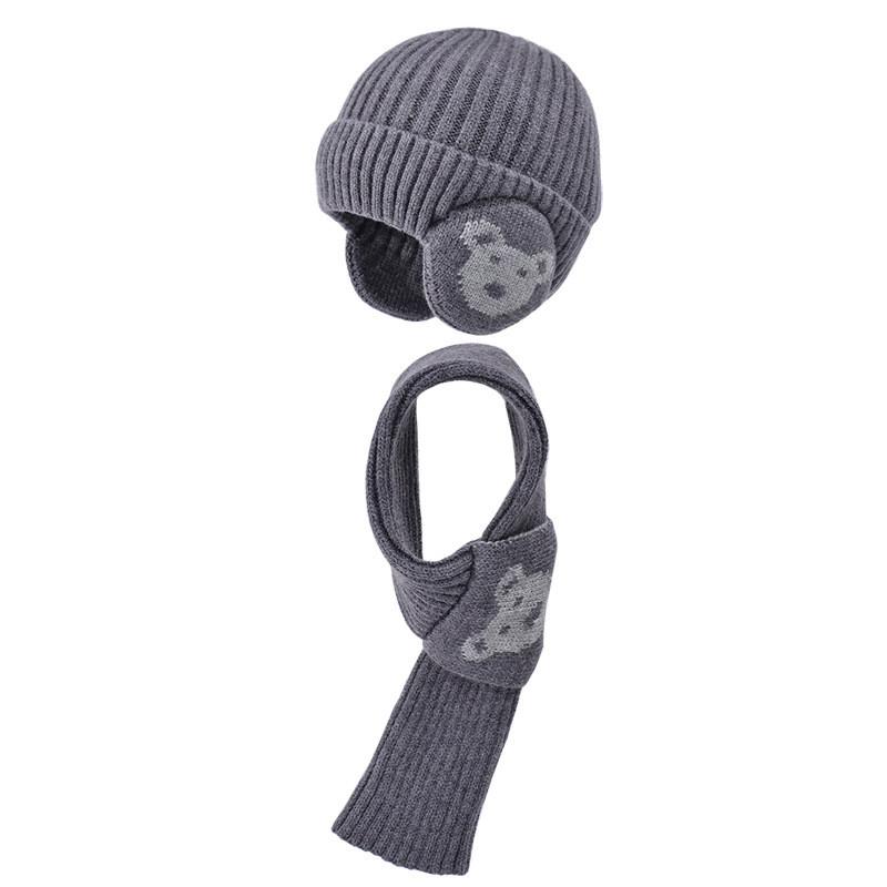 

Childrens Cartoon Bear Knit Hat And Scarf Set For Winter Warmth And Ear Protection