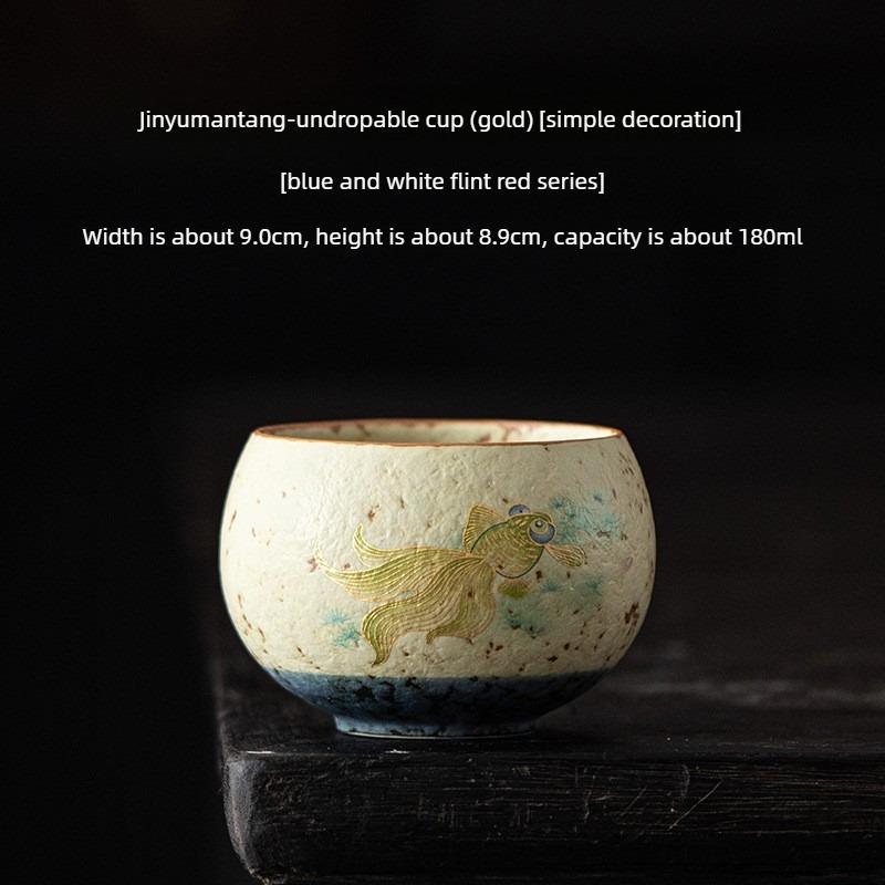Porcelain Kung Fu Tea Cup Chinese Handmade Blossom Vintage Double Happiness Zen Office Ceramic Teacup Personal Meditation