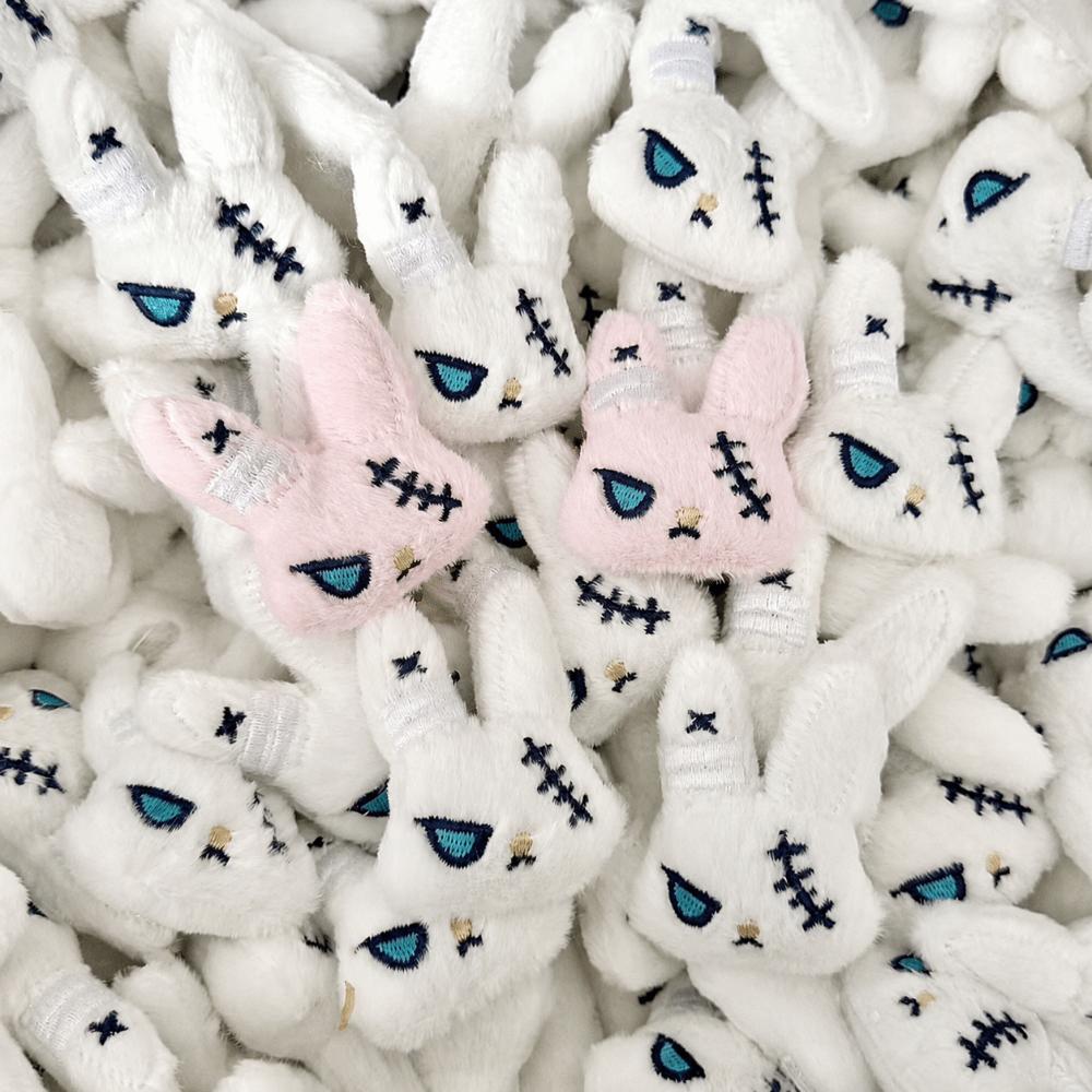 Cute Gothic Bunny Keychain Mini Wounded Rabbit Keyring Fluffy Backpack Pendant Anime Fans