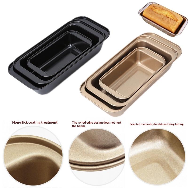 1 Pcs Rectangular Baking Bread Loaf Pan Black Golden Carbon Steel Nonstick Loaf Pan For Baking Homemade Bread Toast Brownies