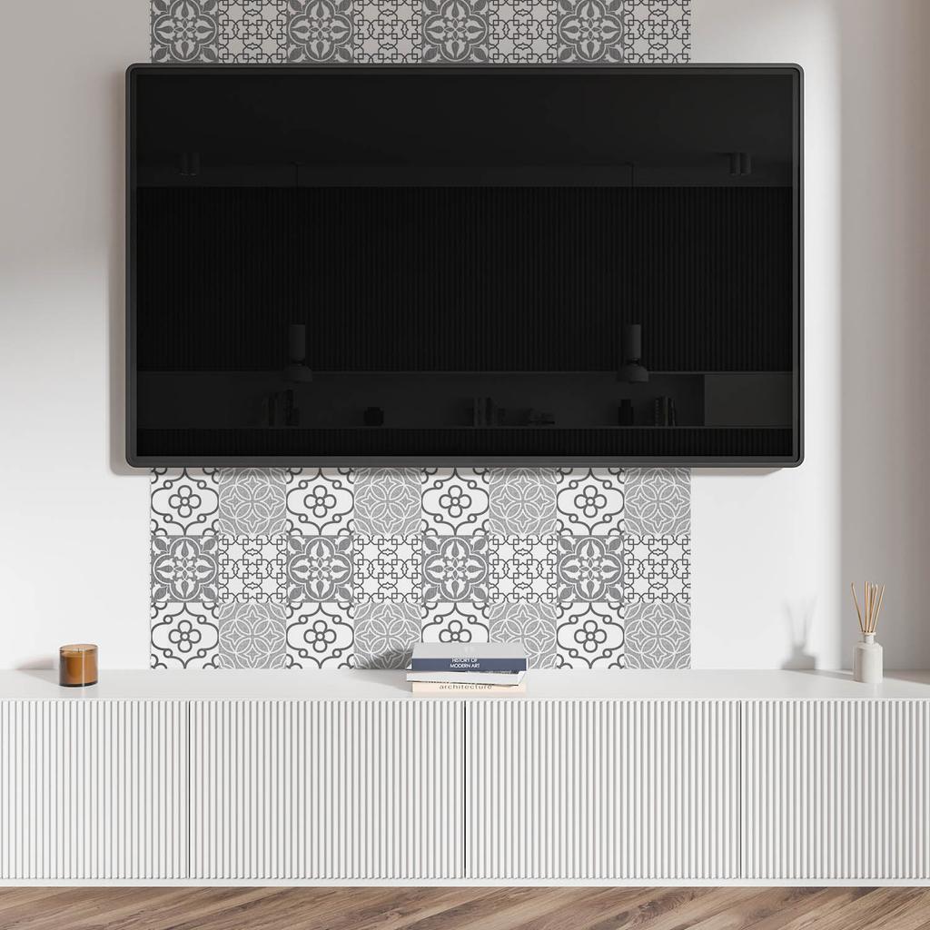Winylowy Panel Ścienny Z Nadrukiem Do Jadalni 120X60 Cm Wzory Geometryczne W Układzie