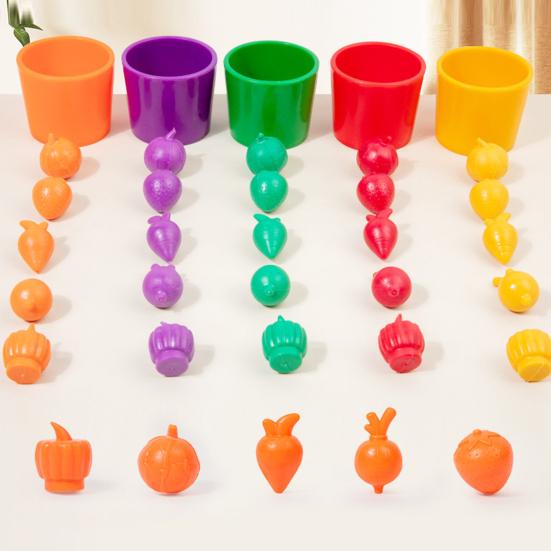 1 Set Wooden Color Sorting Cup Fine Motor Skills 10 Colors Ball Matching