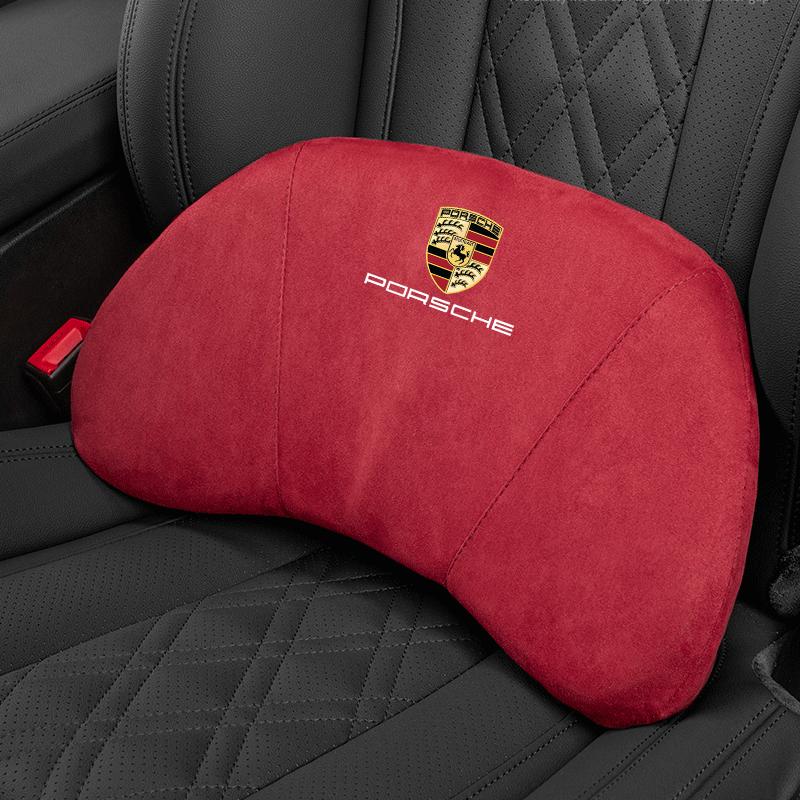 UQMW3 Car Seat Headrest Pad Auto Neck Pillow Lumbar Support For Porsche 911 718 Taycan Panamera Cayenne Macan Boxster Cayman Pajun 918