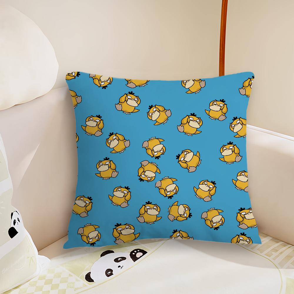 Kreslený P-Psyduck Roztomilý Pohovka Obývací pokoj Ložnice Čelo postele Opěrka Polštář Čtvercový polštář Polštář na zdřímnutí Povlak na polštář