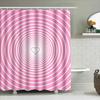 Pink Circular Shower Curtain: Eye-Catching Bathroom Decoration With White Lines Heart Design For Home Decor (Set 48X72) Availabl
