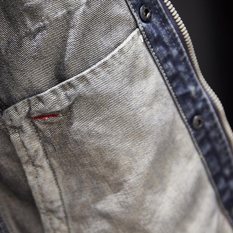 Men's Retro Slim Fit Denim Motorcycle Jacket - Spring/Autumn Collection, Loose Fit, Available In Large Sizes