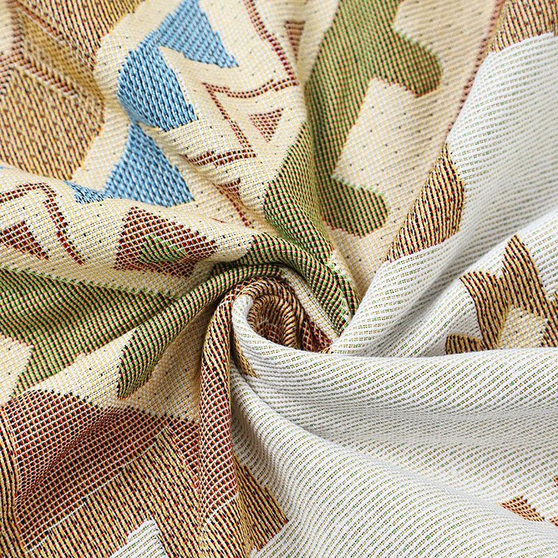 Reversible Blanket, Geometric Pattern, Beige Blanket, Sofa Throw