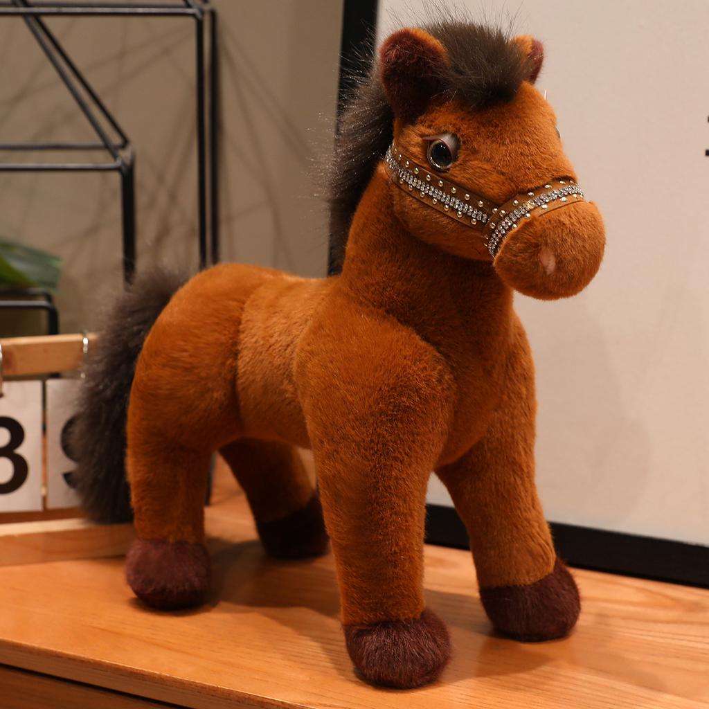 Cute Simulated Standing Posture Junchi Horse Plush Toy Doll Zodiac Horse Year Mascot Doll New Year