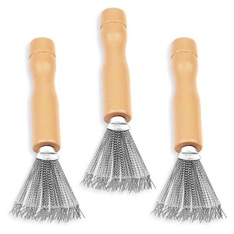 

BEPAN 3pcs Hair Brush Cleaner Tool Set Wooden Handle Mini Hair Dirt Remover Brushes with Metal Wire Rake for Removing Hairs Dust Dirt