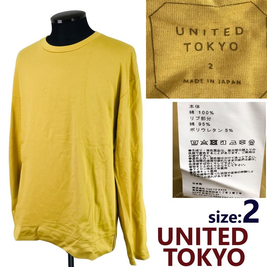 

USED/Made in Japan UNITED TOKYO Lightweight Cotton Sweater Long Sleeve T-Shirt 2 Men Yellow-Beige
