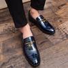 2026 Outdoor Lightweight Solid-color Men's Loafers  Patent Leather Fringed Metal Buckle Fashionable Business Casual Formal Shoes