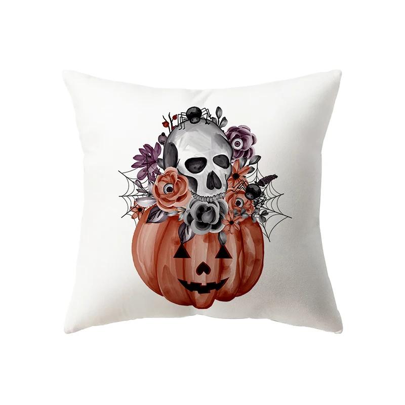 Skull Pumpkin Throw Pillow Cover Halloween Theme Sofa Chair Bed Cushion Home Decor Pillow Cases Throw Pillows