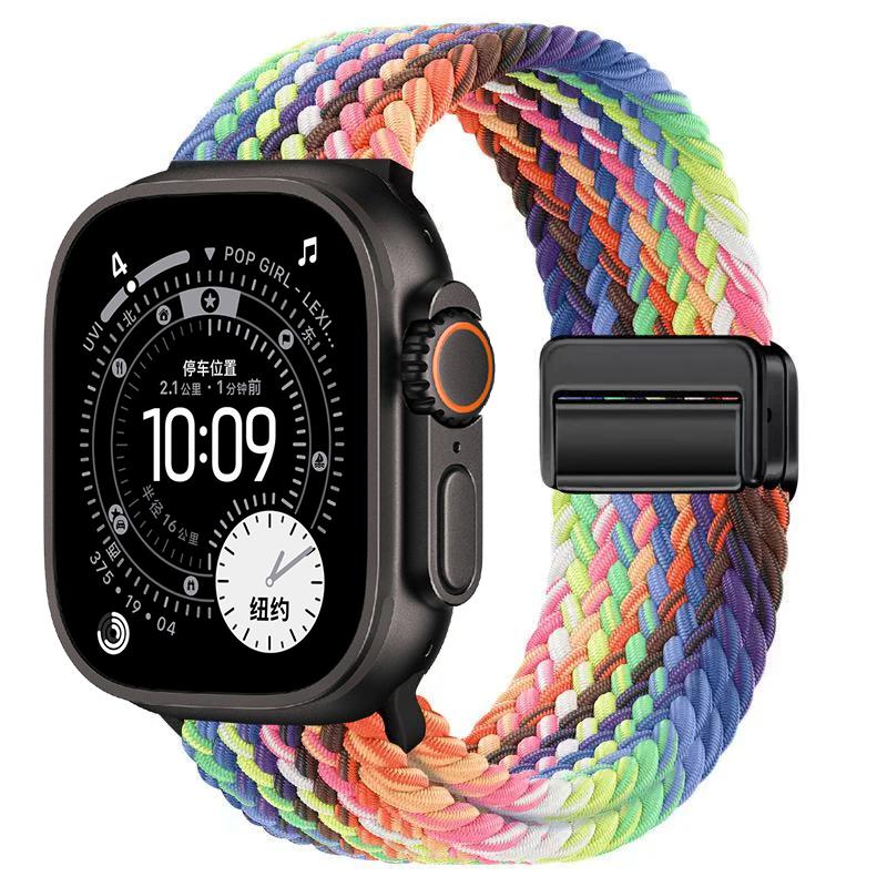 

Nylon Braided Loop Band For Apple Watch Ultra 3 2 49mm 11 10 46mm 42mm 9 8 7 45/41mm Magnetic Strap iWatch 6 5 SE 44/40mm Correa 44mm-45mm-46mm-49mm