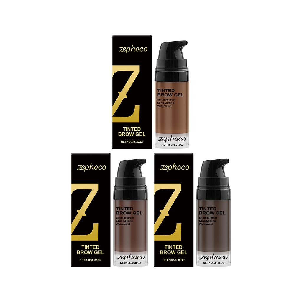 Zephoco Long-Lasting Eyebrow Tint Gel Waterproof Sweat-Proof Smudge-Proof Natural Brow Color 3 Shades for Defined Arch Shape