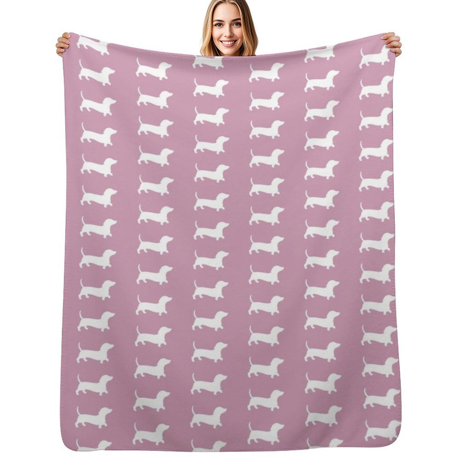 

Plain Dusty Pink With Daschund Silhouette Throw Blanket Flannel Fleece Soft Warm Throw Blanket 102x76cm(40x30in)