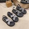National Style Sandals Women's 2024 Summer New Versatile Cross-embroidered Roman with Skirt Cool Slippers Platform Beach Shoes