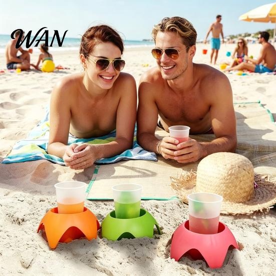 Essentials Organizer Cup Holder for Beach with Bold Colors Stackable Portable Drink Phone Phones Snacks Sunscreen Sand-Free Travel Camping Picnic