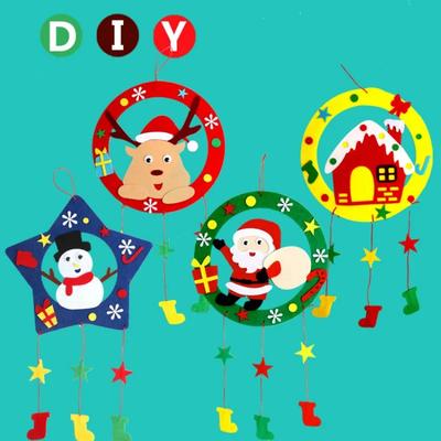 Non-Toxic Children Diy Handmade Craft Kits Christmas Wreath Decoration Kids Creative Materials Kits Puzzle Craft Educational Toy Xmas Gift