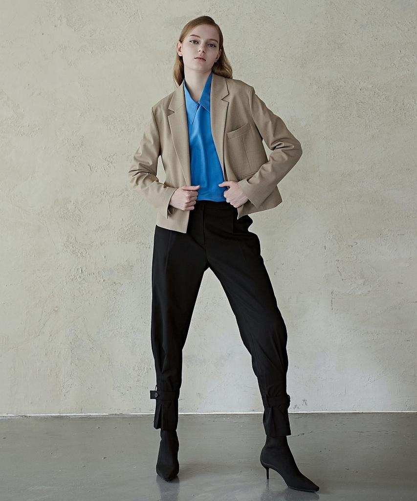 MITTE Hem Line Pleats Banding Pants _Black