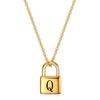 18K Gold Lock Necklace with Laser-Engraved English Letters