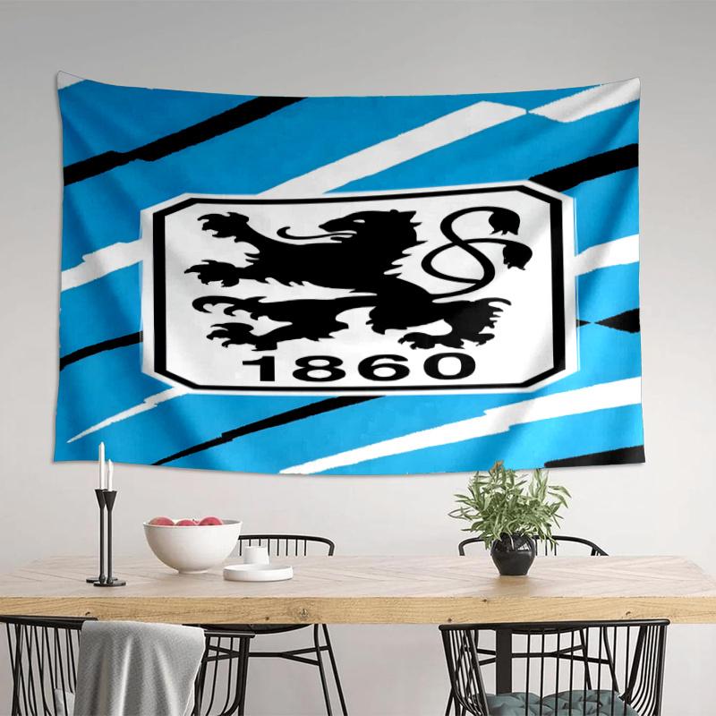 Mun-chen Lion Emblem Printed Tapestry, Fabric Tapestry Wall Hanging Decoration for Bedroom, Living Room, Dorm Room Home Party Fan Gifts